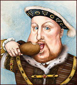 Cartoon image with unknown source showing Henry VIII eating a turkey leg.