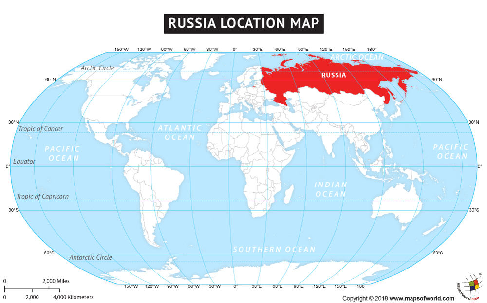 Russia Using a Pseudocylindrical Map Projection